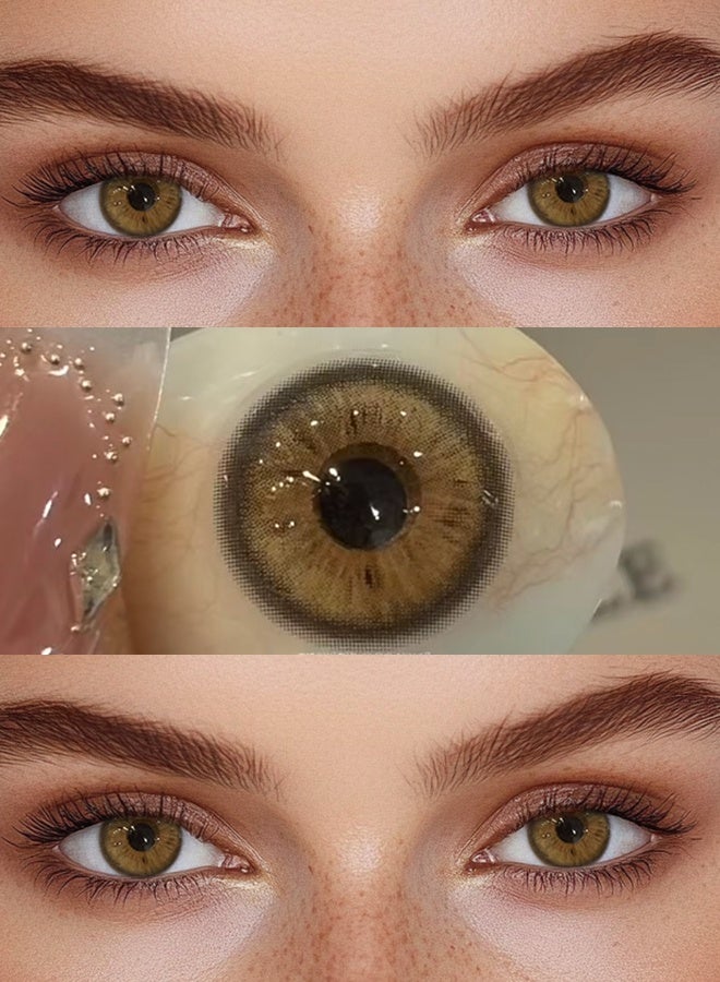 Catchu Look Colored 14.2mm Brown Contact Lenses Natural 1 Pair Yearly Lenses - Image 2
